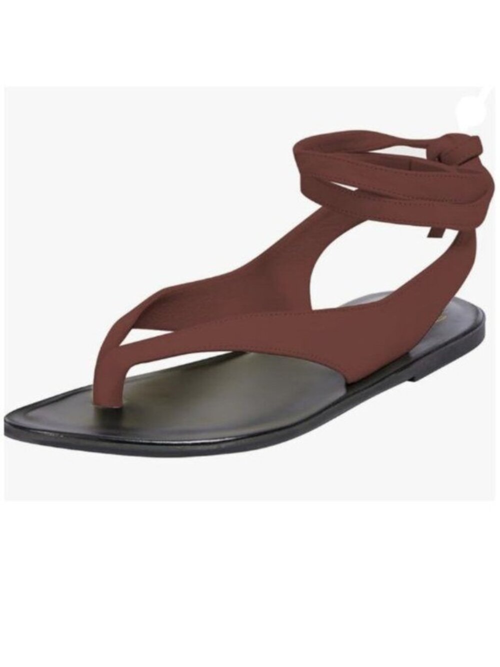 FOWT Wine Split Round Toe Sandals Lace up Strappy Soft Flip Flop Summer Shoes